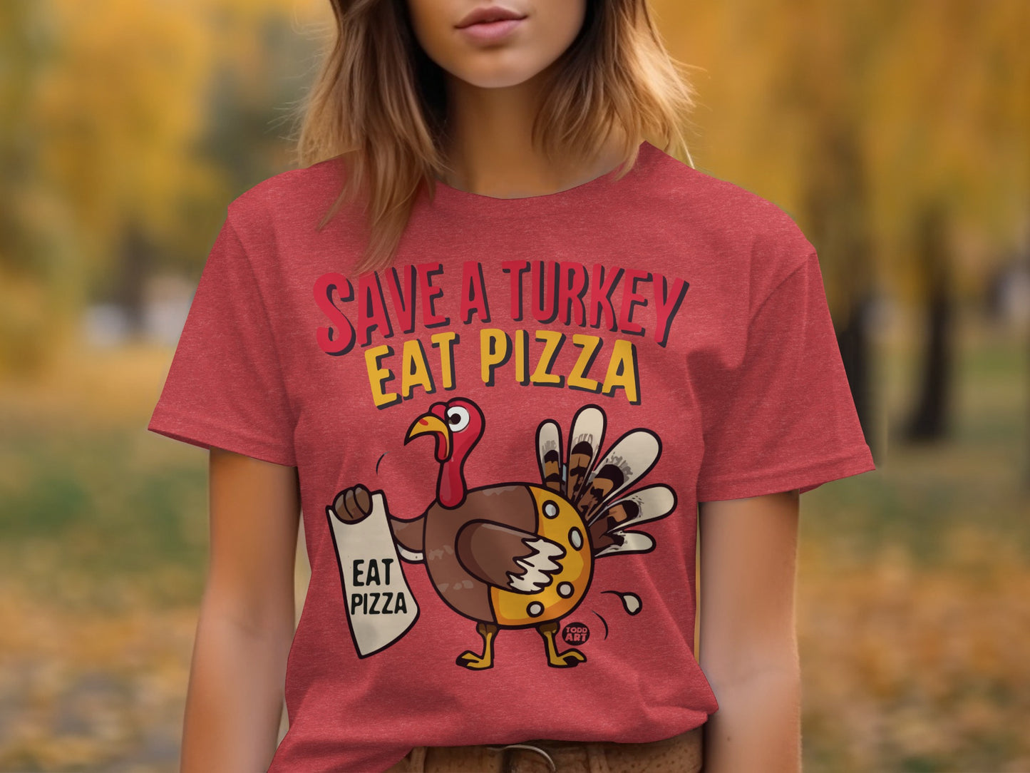 Save A Turkey Eat Pizza Graphic T-Shirt