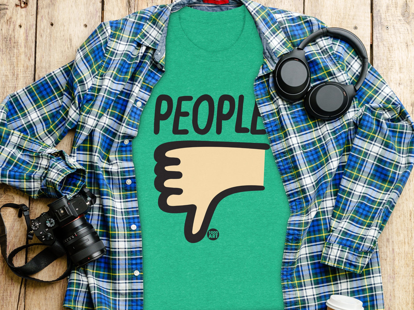 Dislike People Thumbs Down Green Graphic Tee product