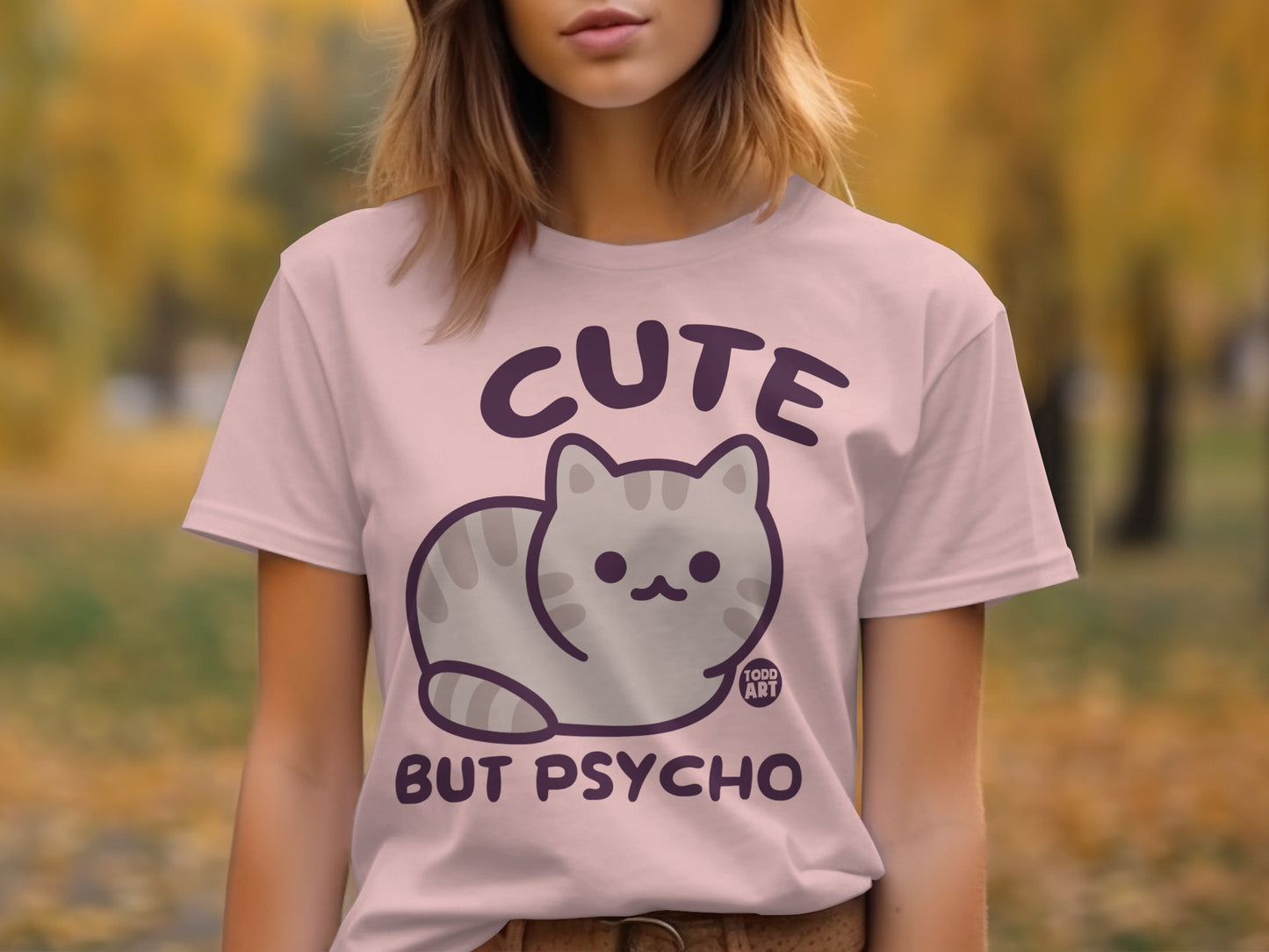 Cute But Psycho Cat Graphic Tee Shirt product type