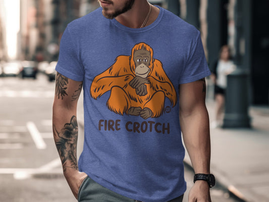 Fire Crotch Funny Gorilla Graphic Print Shirt product