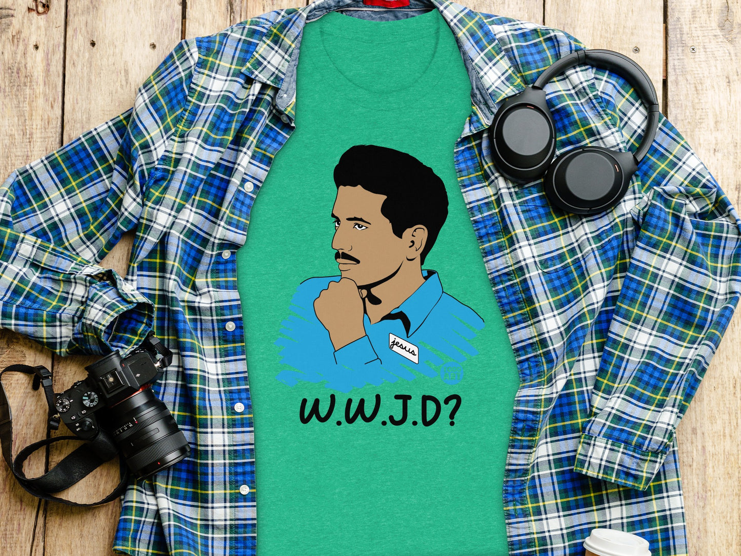 W.W.J.D Blue Shirt Guy Graphic Design T-shirt product