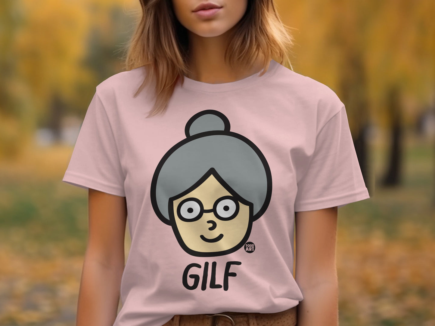 Cartoon Grandma Face Gilf Graphic Tee Shirt product