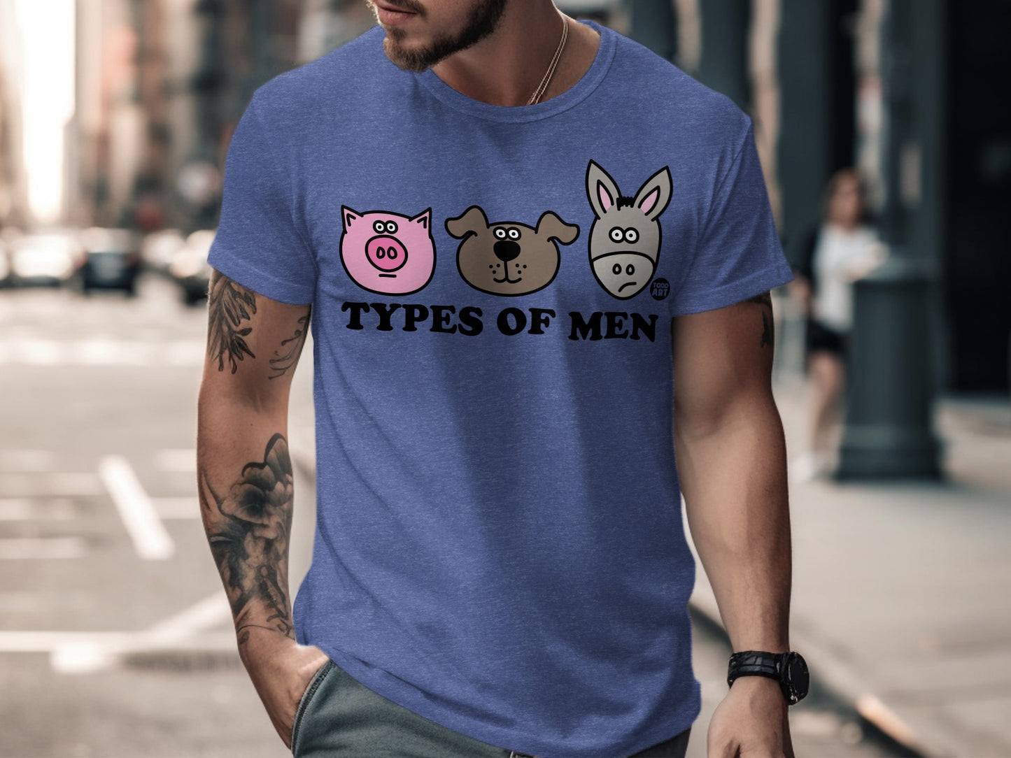 Types Of Men Funny Pig Dog Donkey Graphic T-shirt