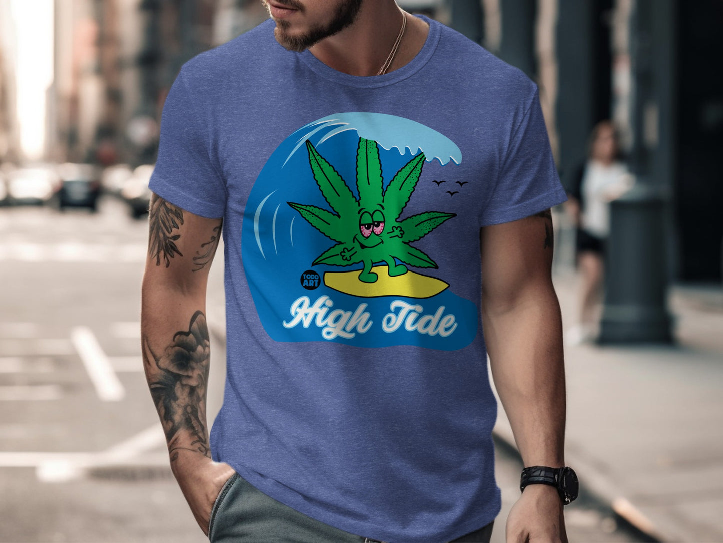 High Tide Leaf Cartoon T-Shirt Trendy Fashionable