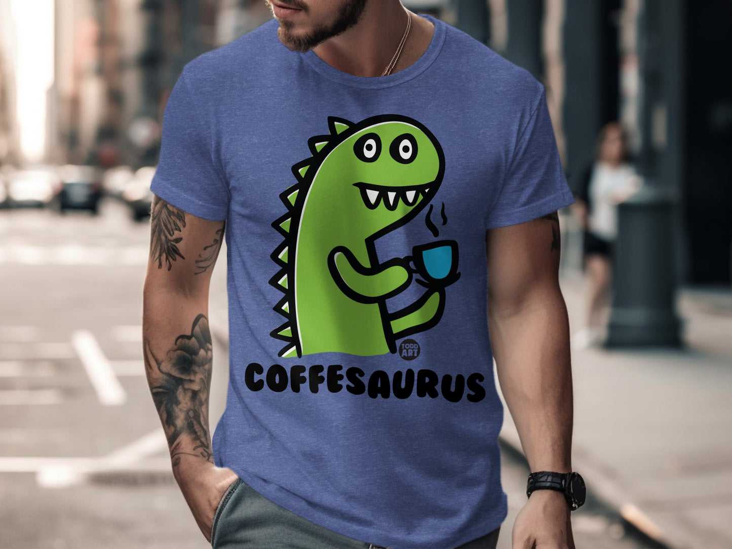 Coffeesaurus Dinosaur Drinking Coffee T-shirt product type